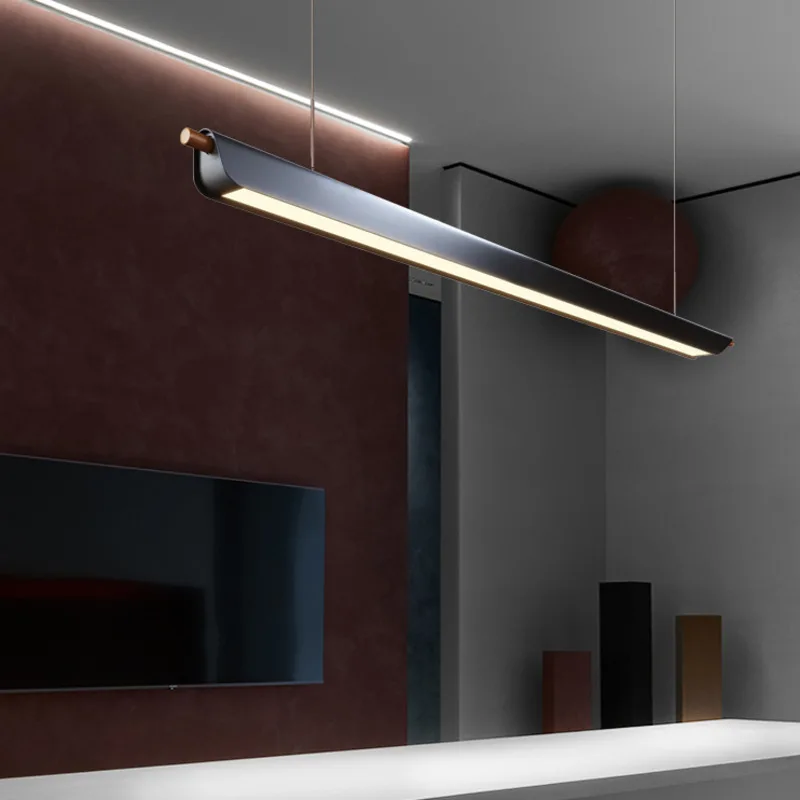 LED Personalized Restaurant Pendant Light Minimalist Modern Pendant Lamp for Kitchen Study Office Long Straight Hanging Lights