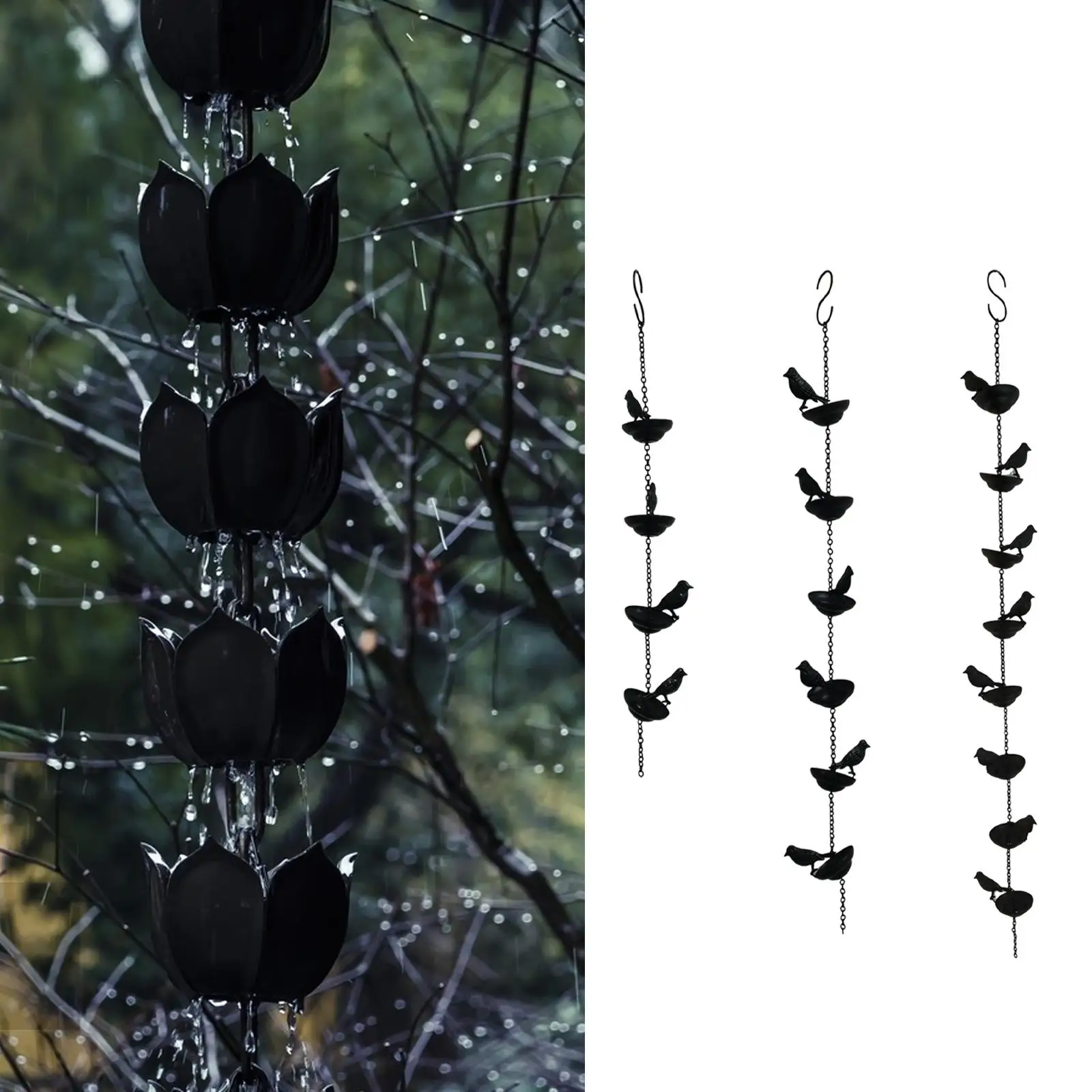 

Bird Rain Chains for Gutters, Replacement Downspouts, Garden Rain Collector