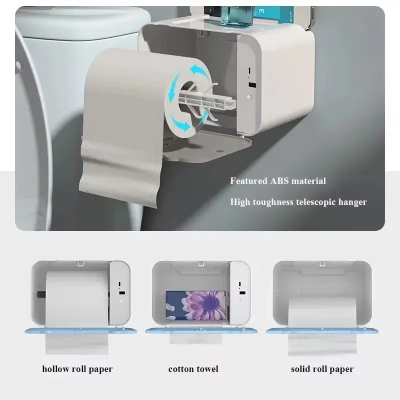 Induction Toilet Paper Holder Shelf Automatic Paper Out Wc Paper Rack Wall-Mounted Toilet Paper Dispenser Bathroom Accessories