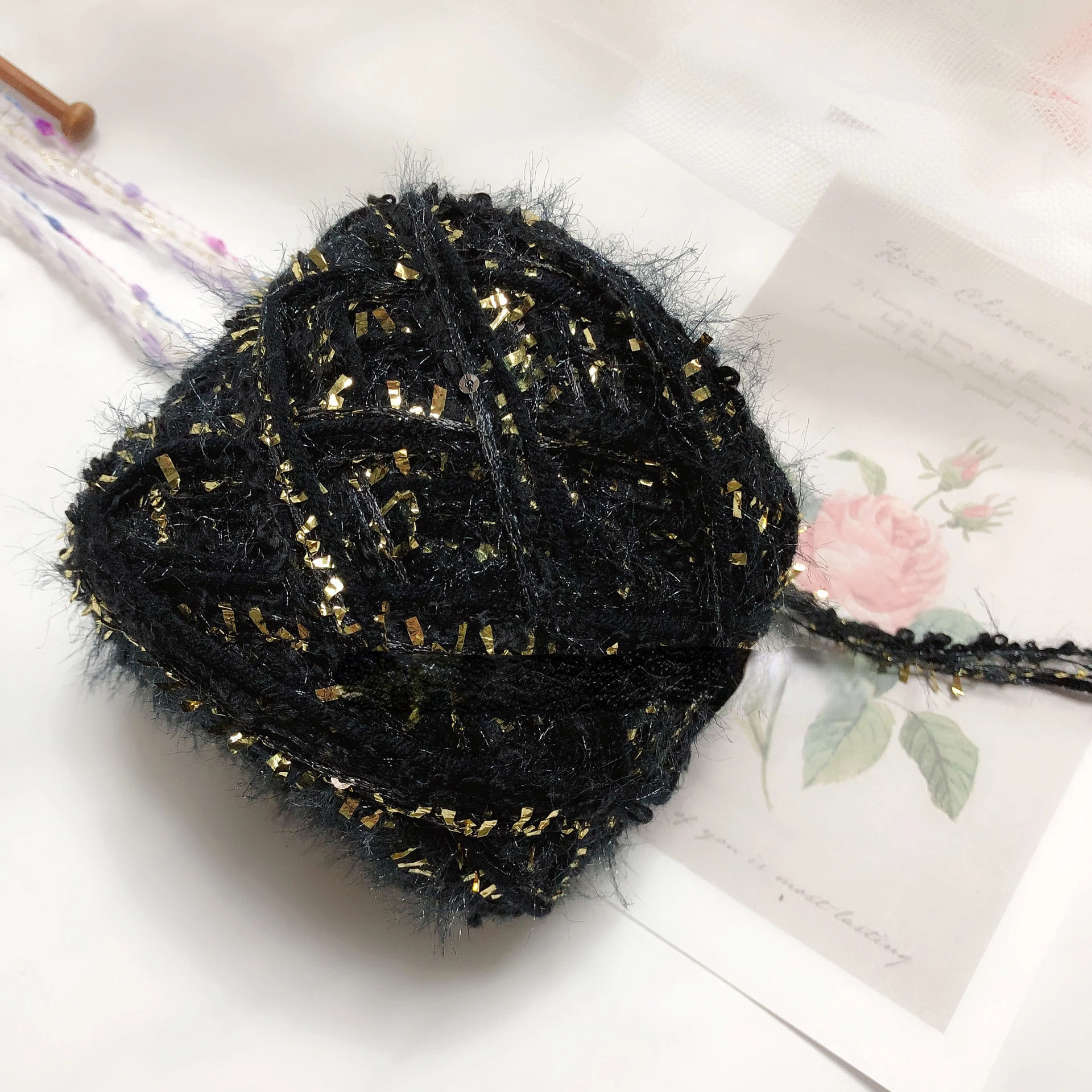 Black Gold Hand Mixed Yarn Small Fragrance Knitting Material Wool DIY Hand Colored Dot Scarf Sweater Hat Knitting Thread