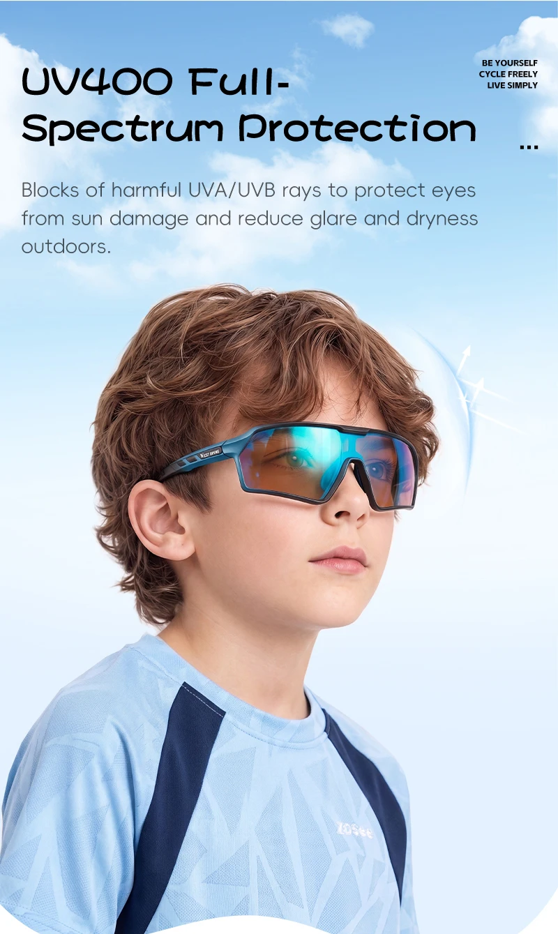 WEST BIKING Photochrome Fahrradbrille für Jungen und Mädchen, TR90 Sportsonnenbrille, UV400, mit flexiblem Rahmen und verstellbarem Nasenpolster – Detail 12