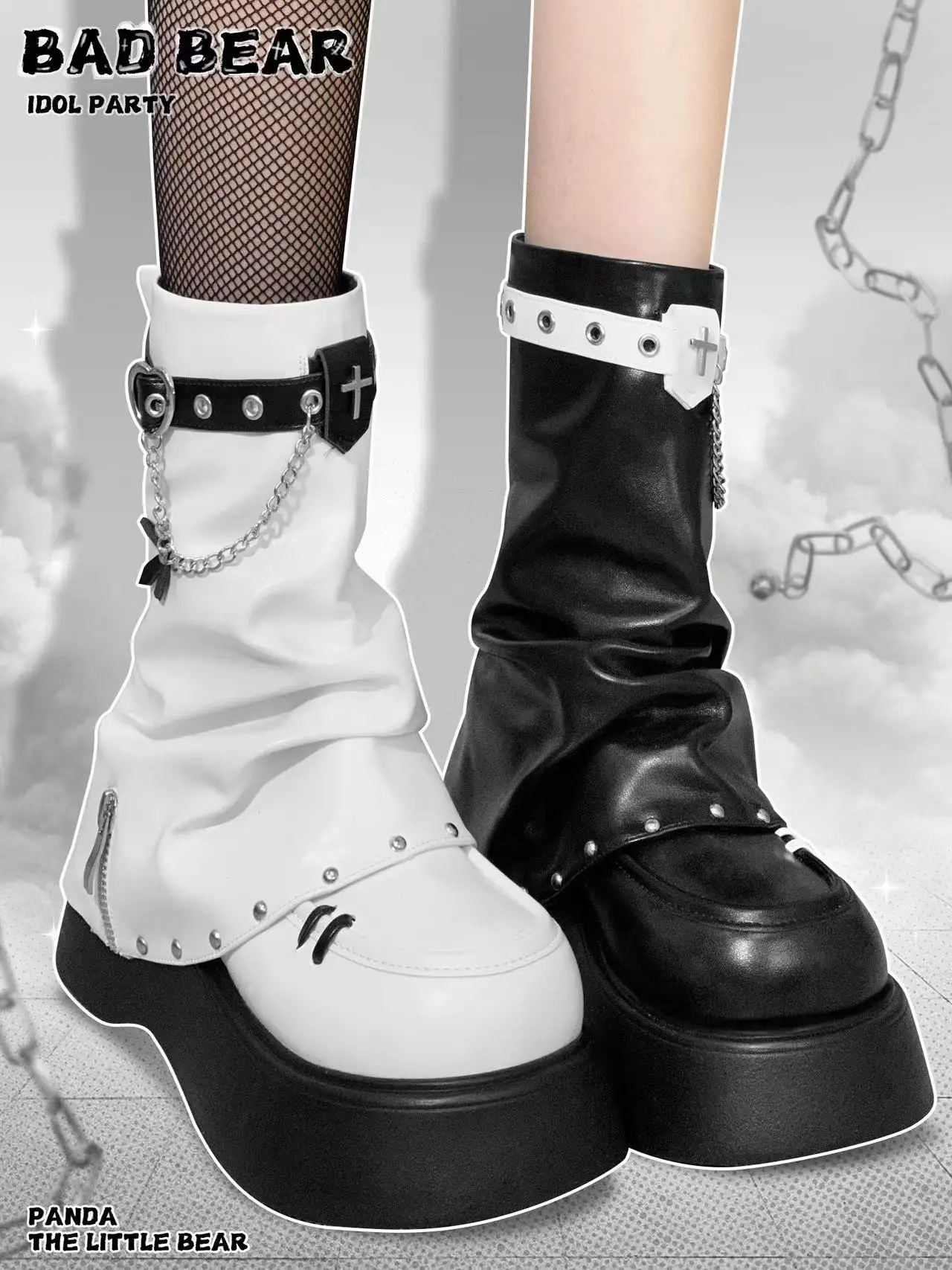 Original Stacked Boots Thick Bottom Short Boots Subculture Punk Leg Boots Female Idol Party Short Boots