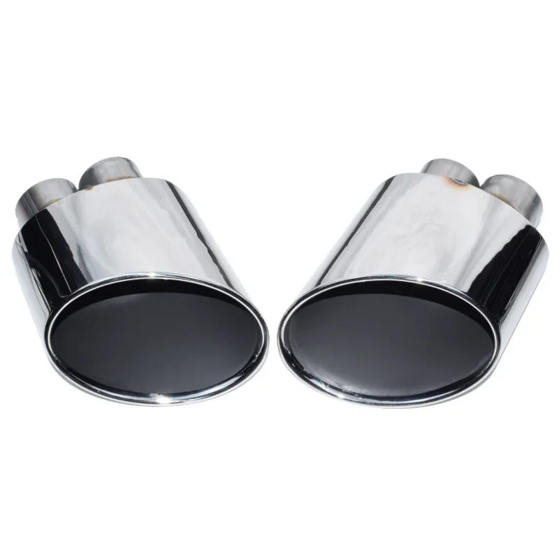 Silver Exhaust Pipe For RS3 RS4 RS5 RS6 RS7 Car Accessories Double Inner Exhaust Tip For S3 S4 S5 S6 S7 Muffler Tip Nozzle