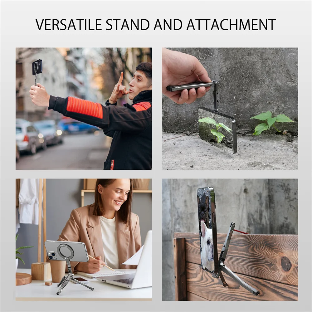 CAMOLO Magnetic Tripod w Fence-Mounted Cold Shoe Phone holder Desk Stand for Magsafe iPhone 16 15 14 13 12 Pro/Pro Max Android