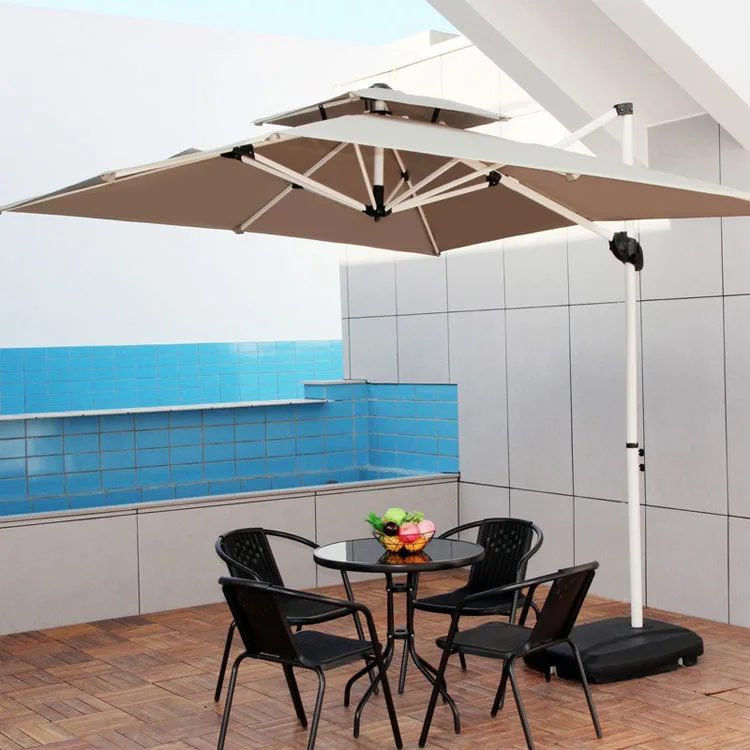 Modern Design Solar Powered LED Light Umbrella for Outdoor Furniture Parks Hotels and Villas Patio Umbrellas & Bases