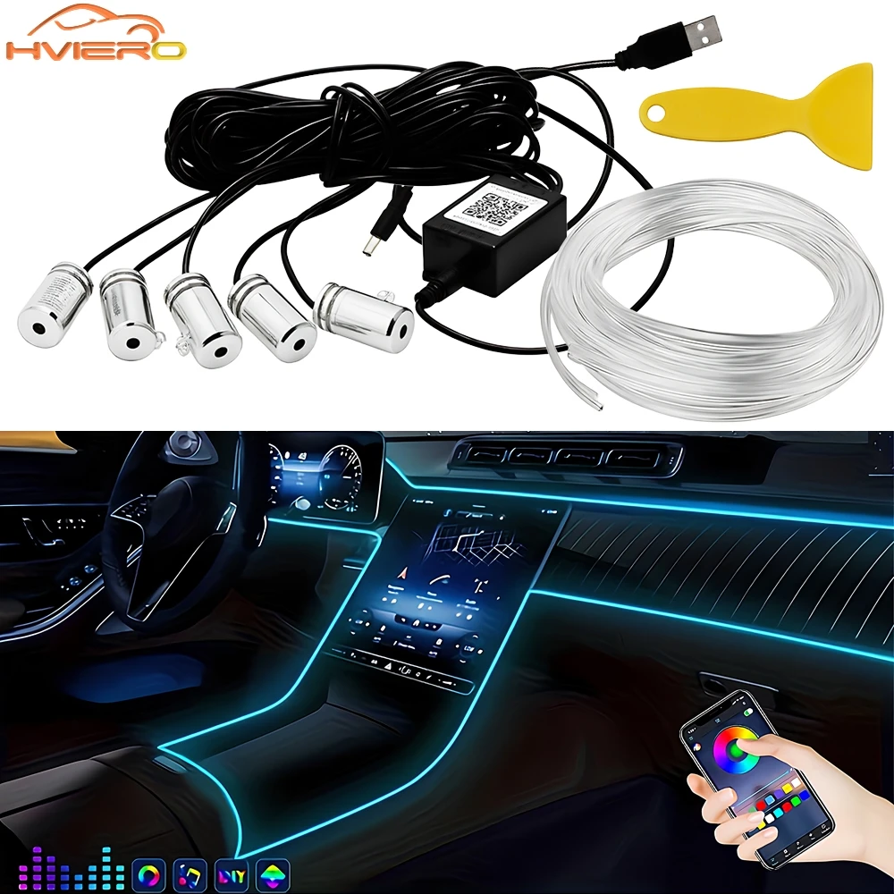 

Auto Decorating Lighting Led Strip Light Interior RGB Ambient Neon Lamp Car Dashboard Footwell Lighting Music Sync for Universal
