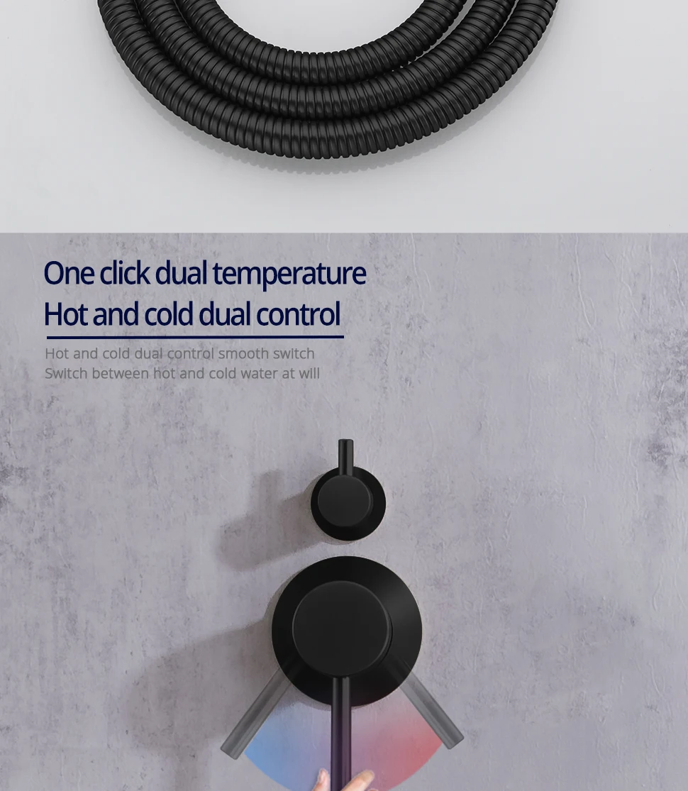 10-Zoll-Duschsystem-Set aus Gunmetal, 2-Funktions-Duscharmatur, teilen Sie die Wand montierte heiße und kalte Duscharmatur, Badezimmer-Duschset – Detail 6