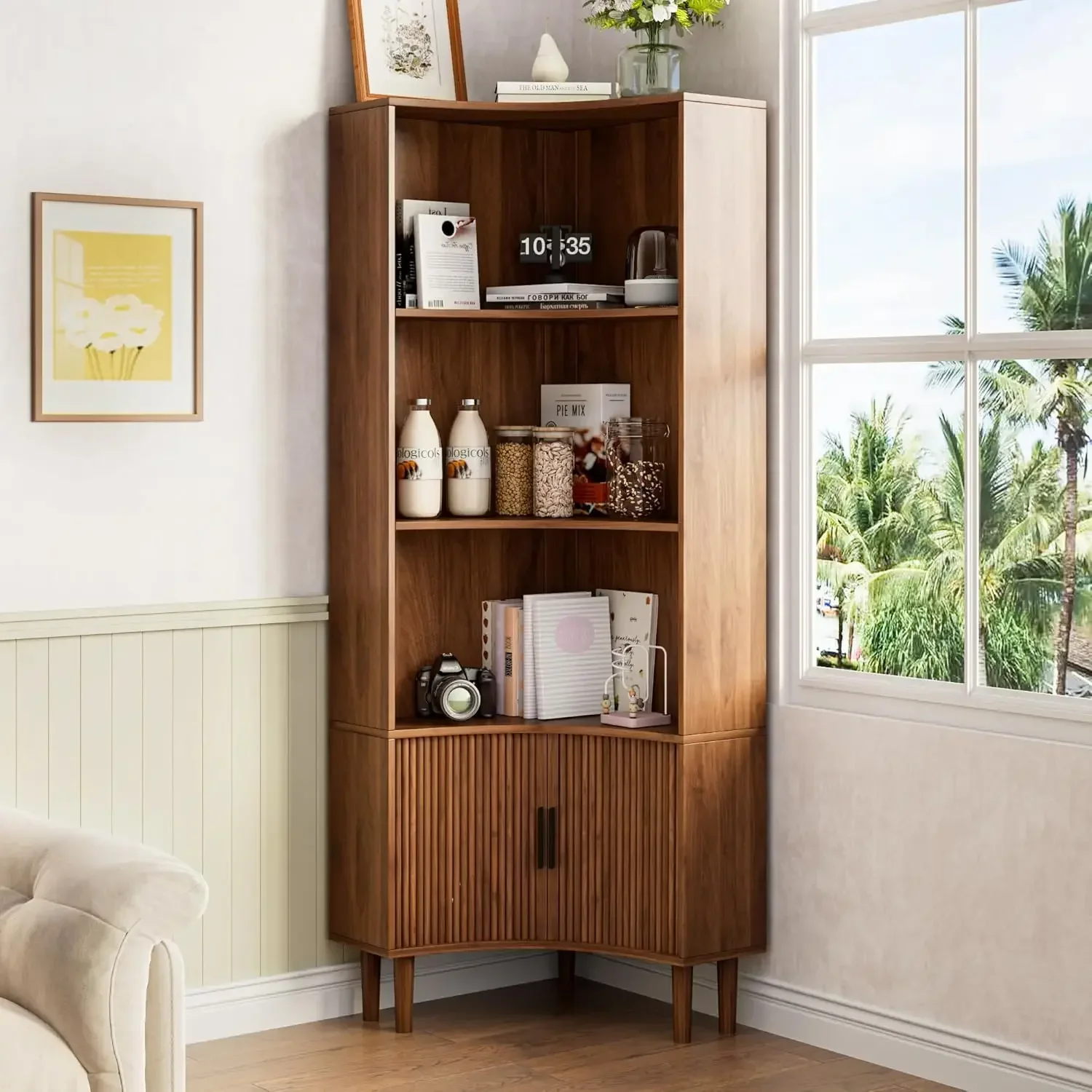 # Fluted Corner Cabinet, 66.928