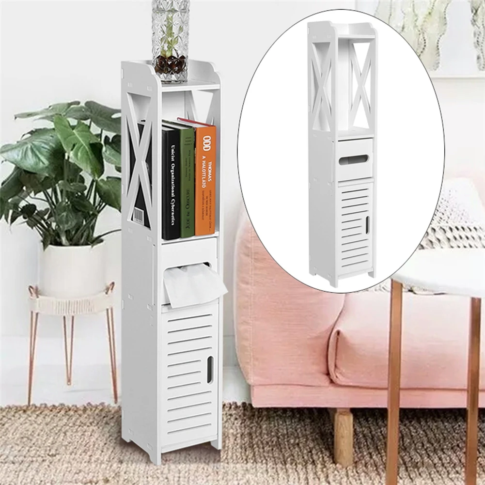 80×15.5x15CM Bathroom Storage Shelf Toilet Furniture Cabinet White Wood Cupboard Shelf Tissue Storage Rack