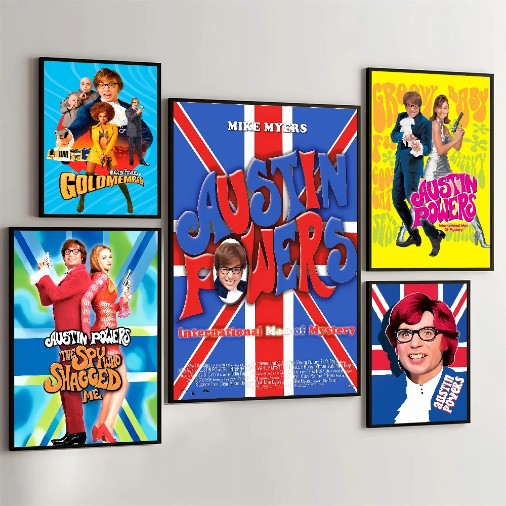 Póster de película de Austin Powers, carteles adhesivos de película, Retro pegatina de papel Kraft, pintura de pared de arte estético DIY para habitación, Bar y cafetería, 1 unidad