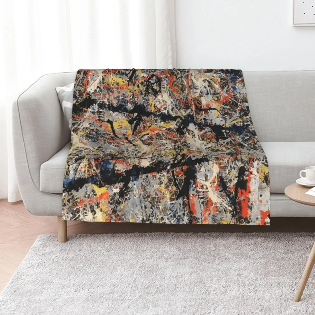 

Jackson Pollack | Blue Poles Throw Blanket Faux Fur Soft Warm Blanket for Bed