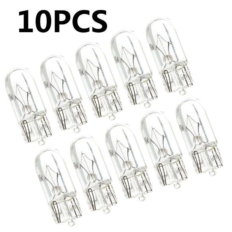 

10 X White T10 W5W 501 194 Clear Signal Lamp Glass 12V 5W Warm White W2.1x9.5d Single Filament Car Bulb Auto Light