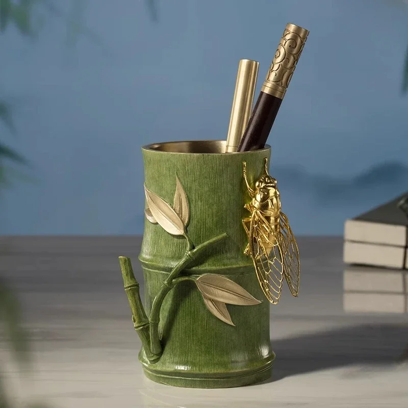 

Master Copper "Contentment Pen Holder" Study desktop copper ornaments, home decoration, teacher gifts
