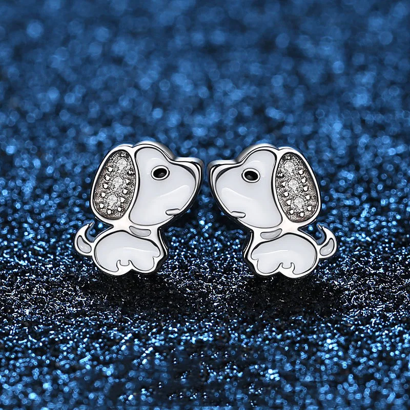 TrustDavis Real 925 Sterling Silver Minimalist Fashion Charm Cute  Animal Little Dog Stud Earrings Women Girls Jewelry DS3974