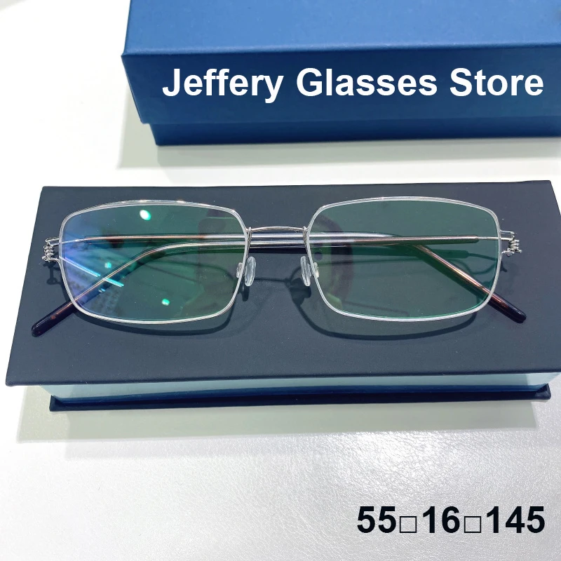 Denmark Square Pure Titanium Eyeglasses Men Women Fashion Retro Screwless Ultralight Prescription Glasses Frame Tima