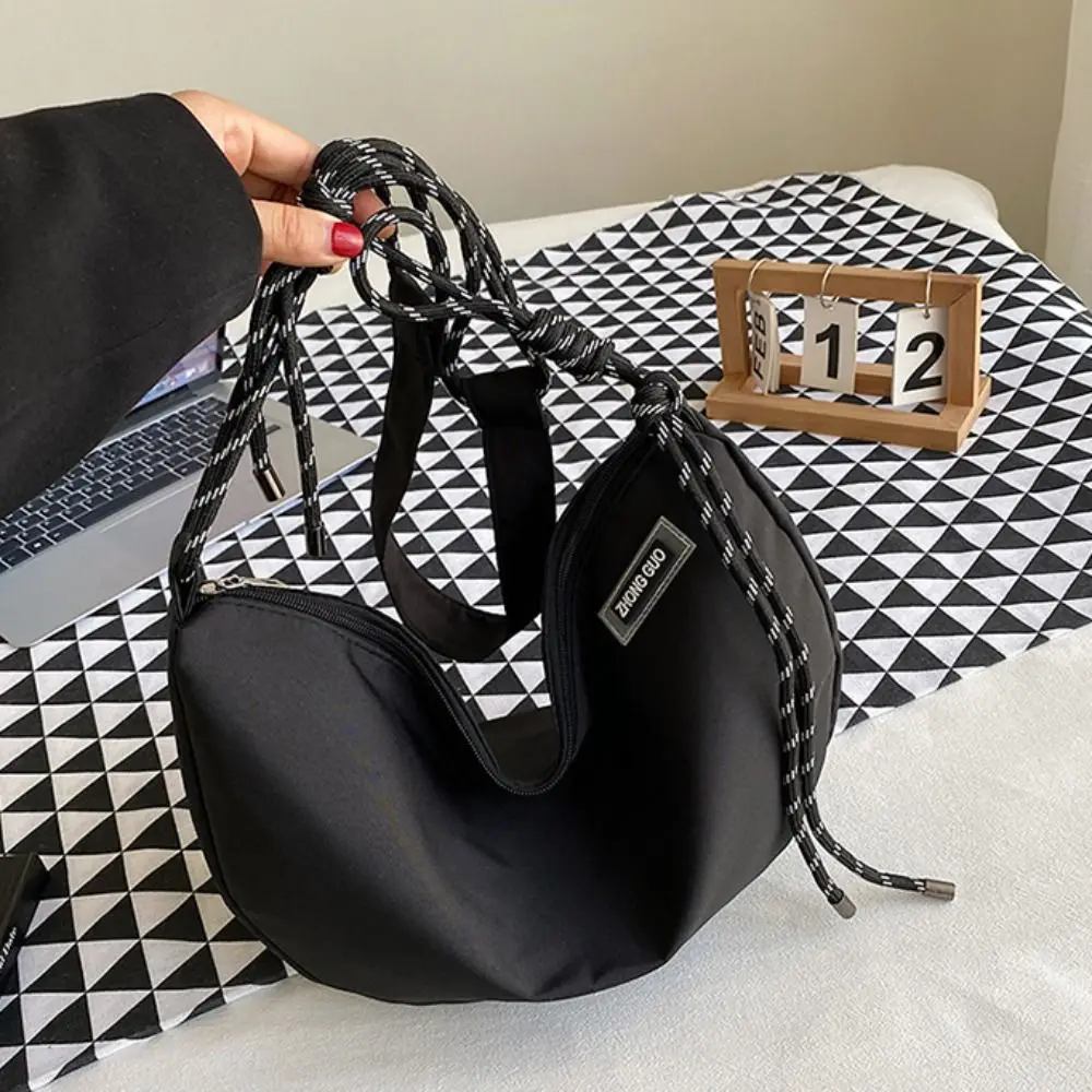 Bolso cruzado de nailon con forma de media luna, bandolera de hombro con cremallera de Color sólido, gran capacidad que combina con todo, para deportes y mensajes al aire libre