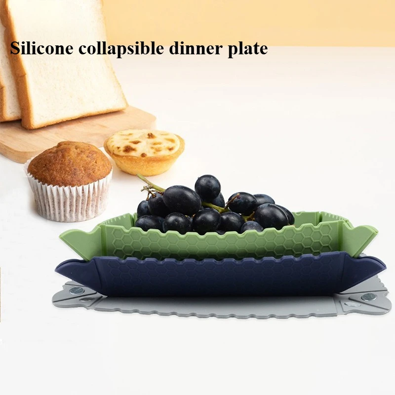 Best-selling creative silicone folding plate outdoor picnic all-in-one portable multi-functional heat insulation placemat