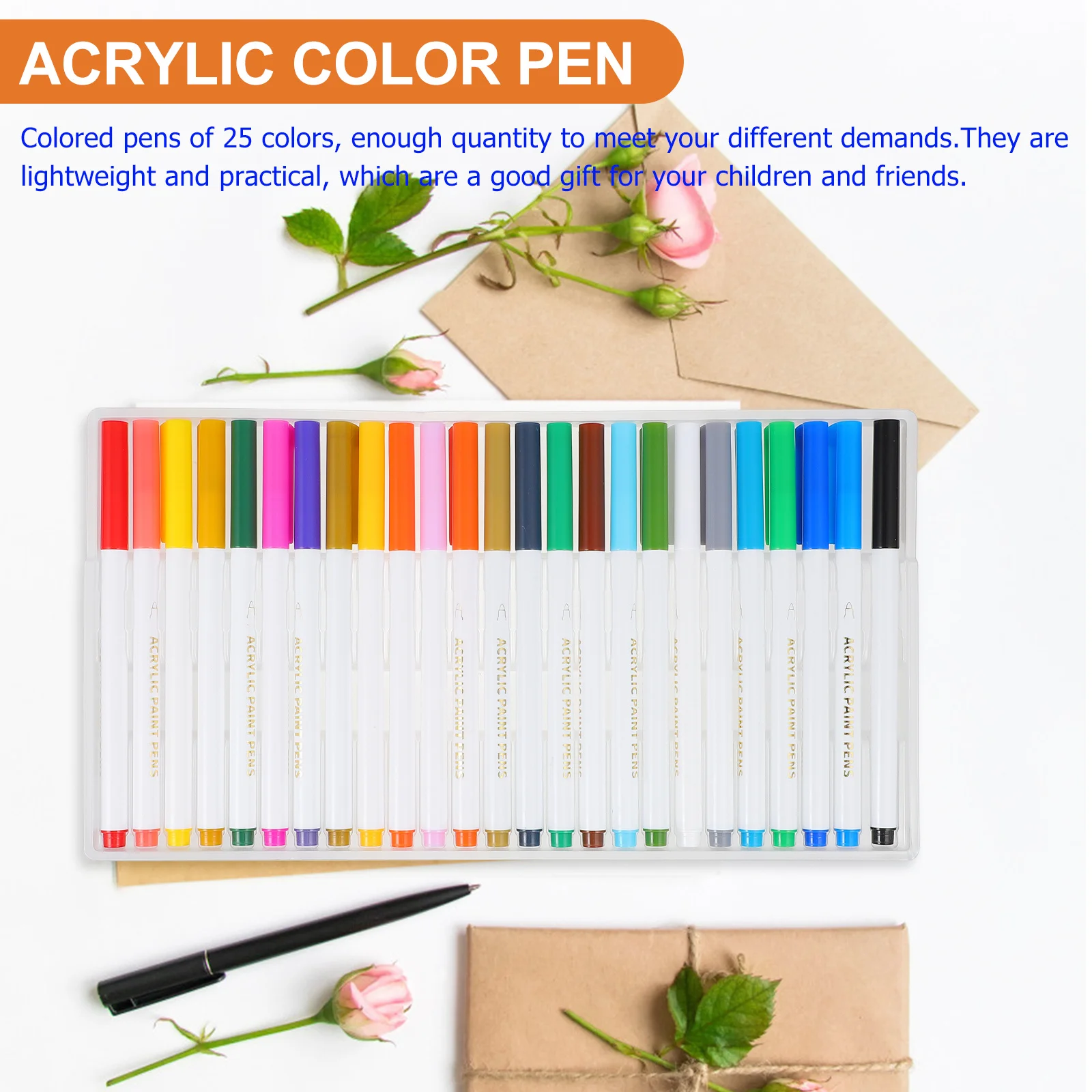 

25 шт. акриловые цветные ручки, 25 цветов, высококачественные чернила, гладкое письмо, удобная ручка для ведения журнала, рисования, эскизов, раскраски