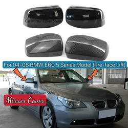 Rear View Mirror Cover For BMW E60 5 Series 2004-2008 Not Fit M5 Models Carbon Look /Glossy Black Side Wing Cap Mirror Case