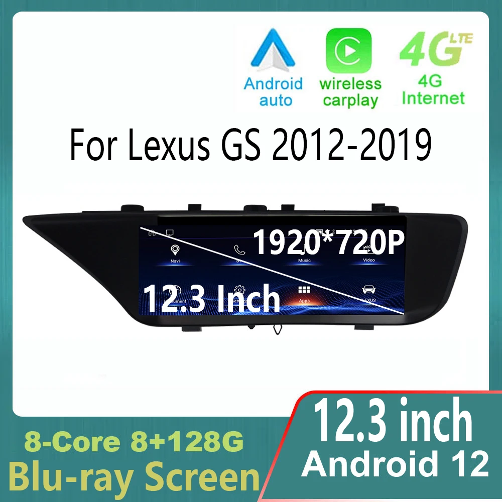 

12.3" Android 12 HD1920*720 For Lexus GS GS200 GS250 GS300 GS350 GS450 Car radio GPS Navigation Stereo Multimedia Carpaly