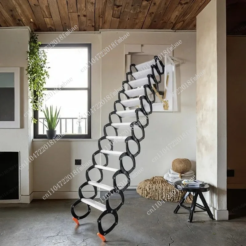 Wall-mounted Folding Ladder, 2-step Attic Staircase Drop-down To Decorate The House