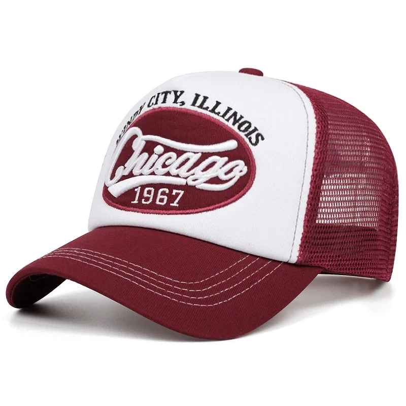 1967 letter embroidered baseball cap breathable mesh truck driver cap men's and women's outdoor sports event mesh cap image 2