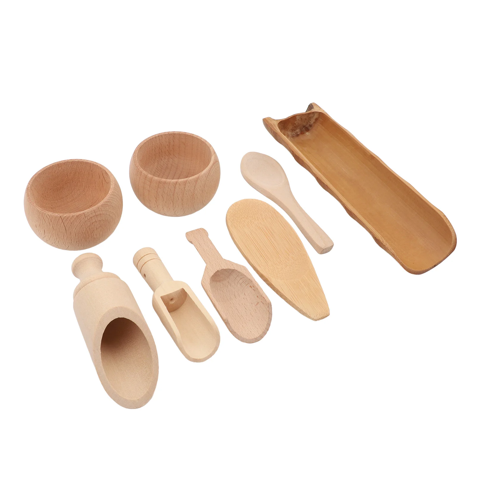 Sensory Bin Tools Toy Pre Teaching Safe Educational Wooden Bowls Scoop Toys for Transfer Work Fine Motor Learning