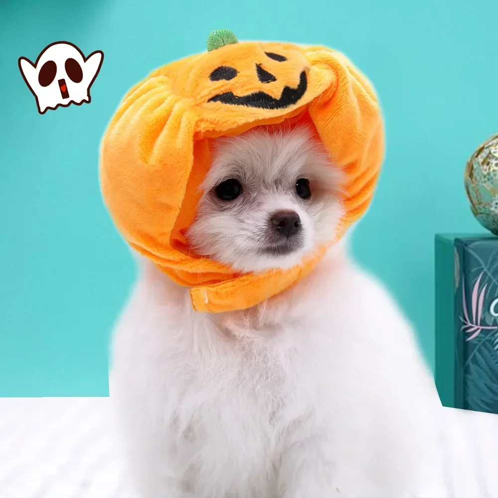 Halloween  Small Pumpkin HatsPets Cat Dog Costume Medium and Big Dog Teddy Fight Dog Hat Headwear Supplies Carnival Supplies