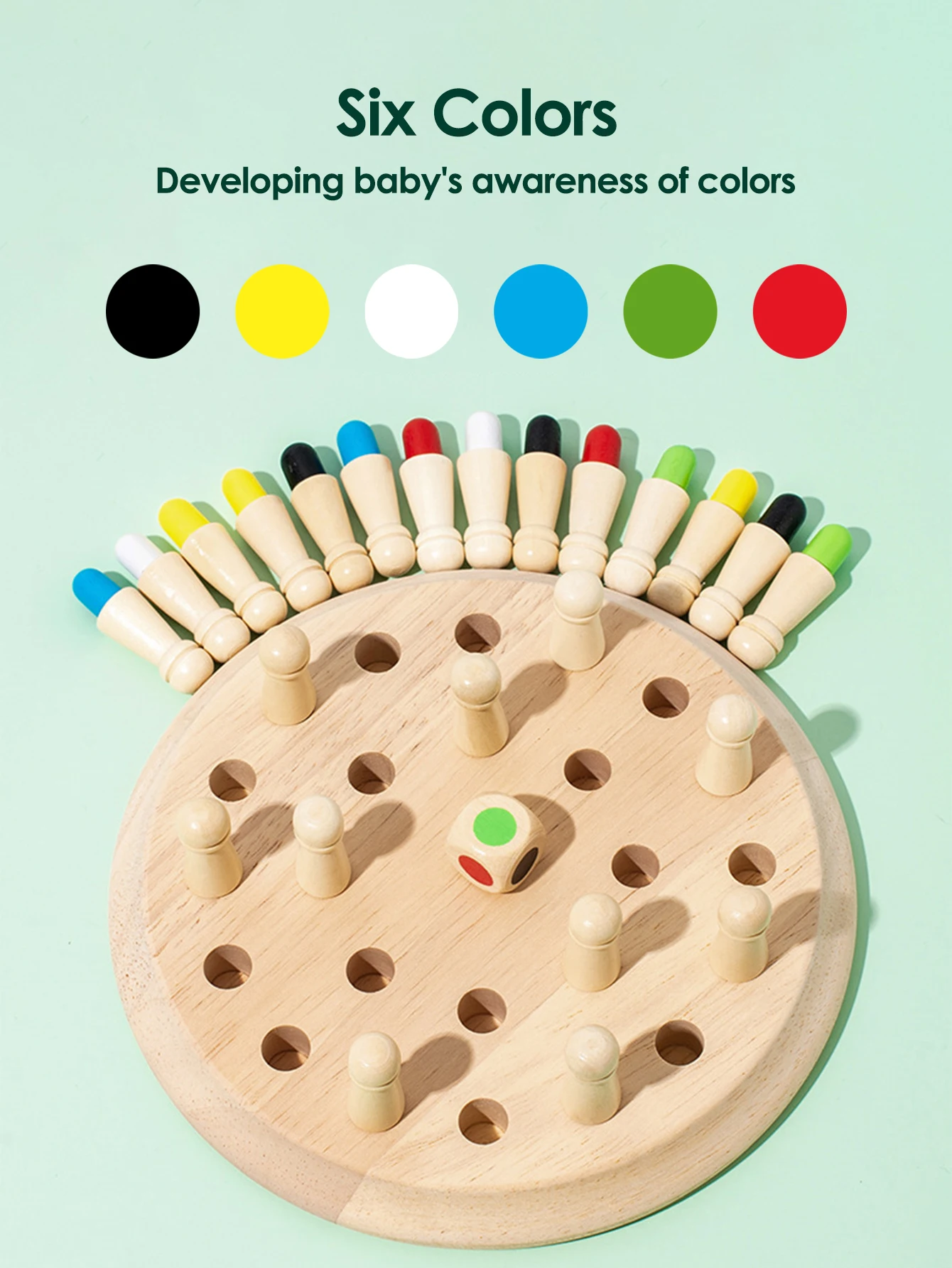 1Set Wooden Chessboard Color Memory Chess Game Memory Concentration Training Wooden CHILDREN'S Early Education Educational Toys