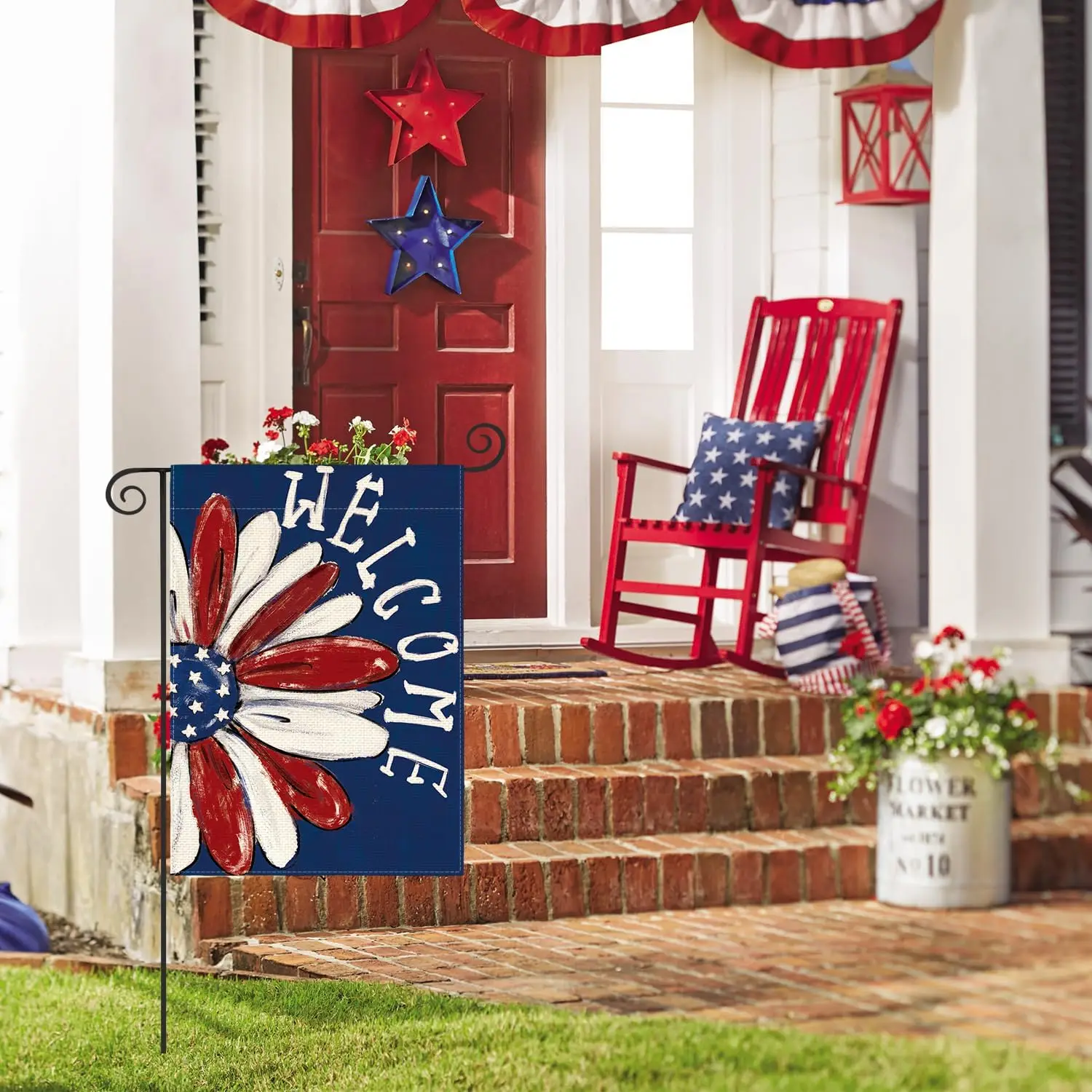 AVOIN colorlife Patriotic 4th of July Garden Flag 12x18 Inch Double Sided Outside, Memorial Day Floral Welcome Daisy Yard Outdoo