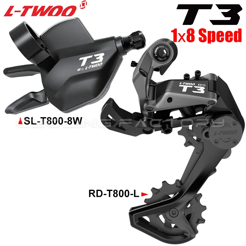 LTWOO T3 Gruppo di Trasmissione MTB 1X8 Velocità, Cambio a Leva, Deragliatore Posteriore con Smorzamento Stabilizzato, Componente per Bicicletta, Rapp