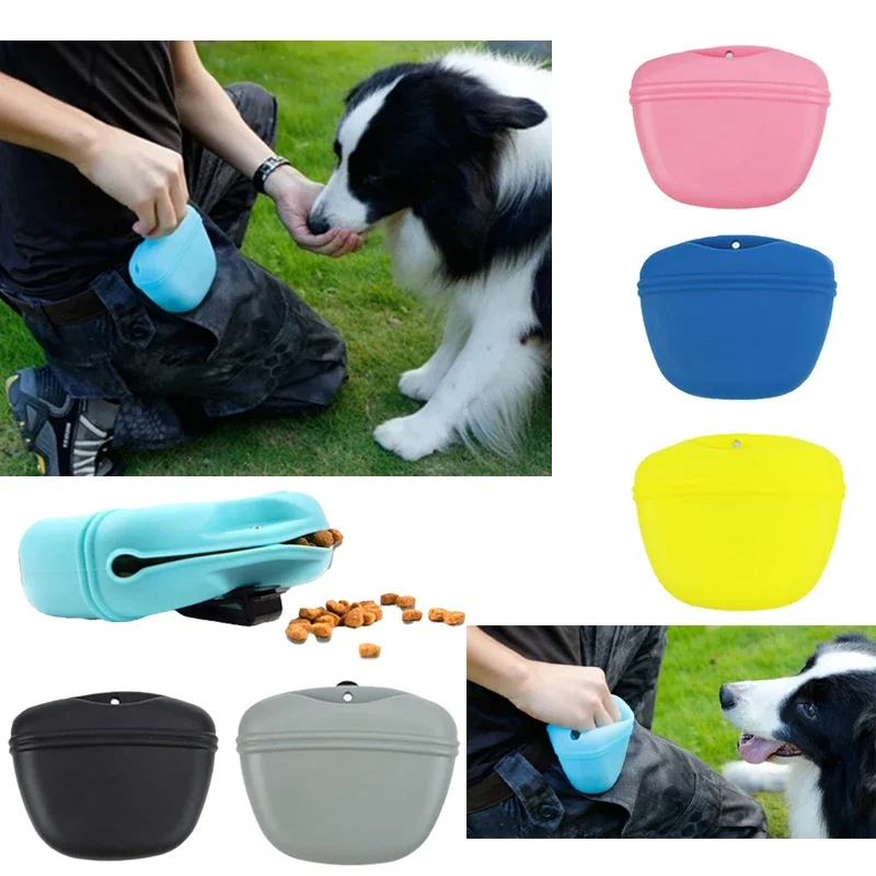 Silicone Dog Treat Bag Pet Portable Dog Training Waist Bag Outdoor Feeder Puppy Snack Pouch Food Reward Storage Bag Pet Supplies