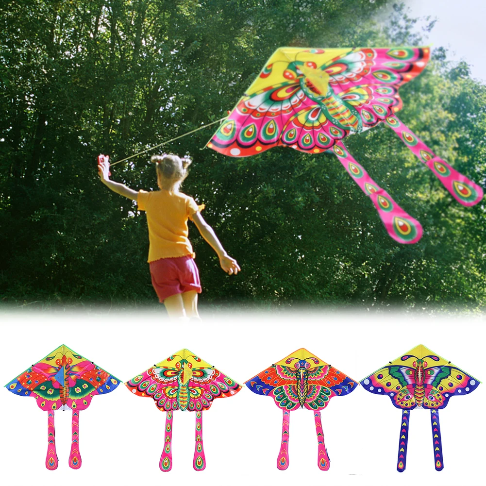 Outdoor Bright Cloth Colorful Butterfly Kite 90x50cm Foldable Funny Toys Decoration Outdoor Fun Children Adults Supplies