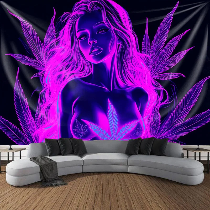 VIKAMA Fluorescent Sexy Starry Sky Goddess Tapestry Bedroom Party Game Room Living Room Wall Decoration Tapestry