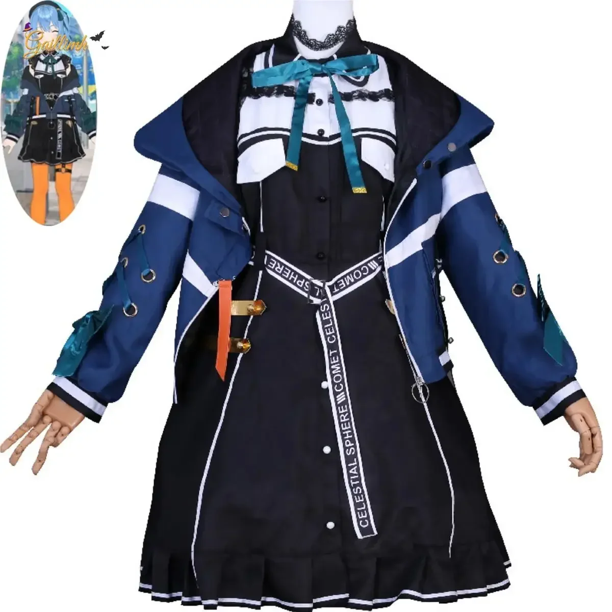 

Anime Hoshimati Suisei Cosplay Costume Hololive Virtual Idol Wig Dress Uniform Full Set Woman Kawaii Carnival Party Suit