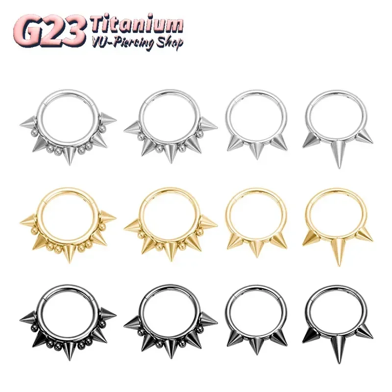 

F136 Titanium Cone Spike Horseshoe Circular Septum Nose Ring Surgical Nipple Hoops Nose Septum Eyebrow Ear Piercing Body Jewelry