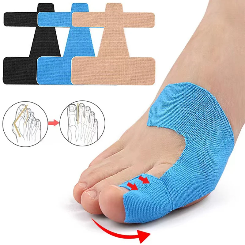 10pcs Hallux Valgus Fixed Support Sports Elastic Bandage Toe Anti-Friction Protective Tape Patch Unisex Foot Care Tools