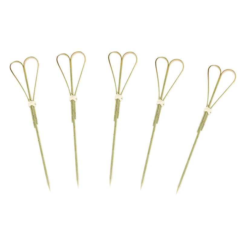 Vajilla desechable para fiesta, accesorio anudado de bambú, pinchos de fruta, 100 unids/lote por bolsa