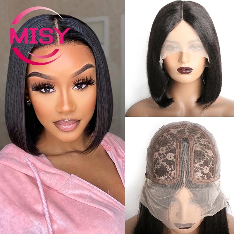 

Straight Transparent Lace Front Wigs Brazilian Remy Pre Plucked Human Hair Wigs For Women 13x1 4x1 T Part Lace Wig Bob Wig