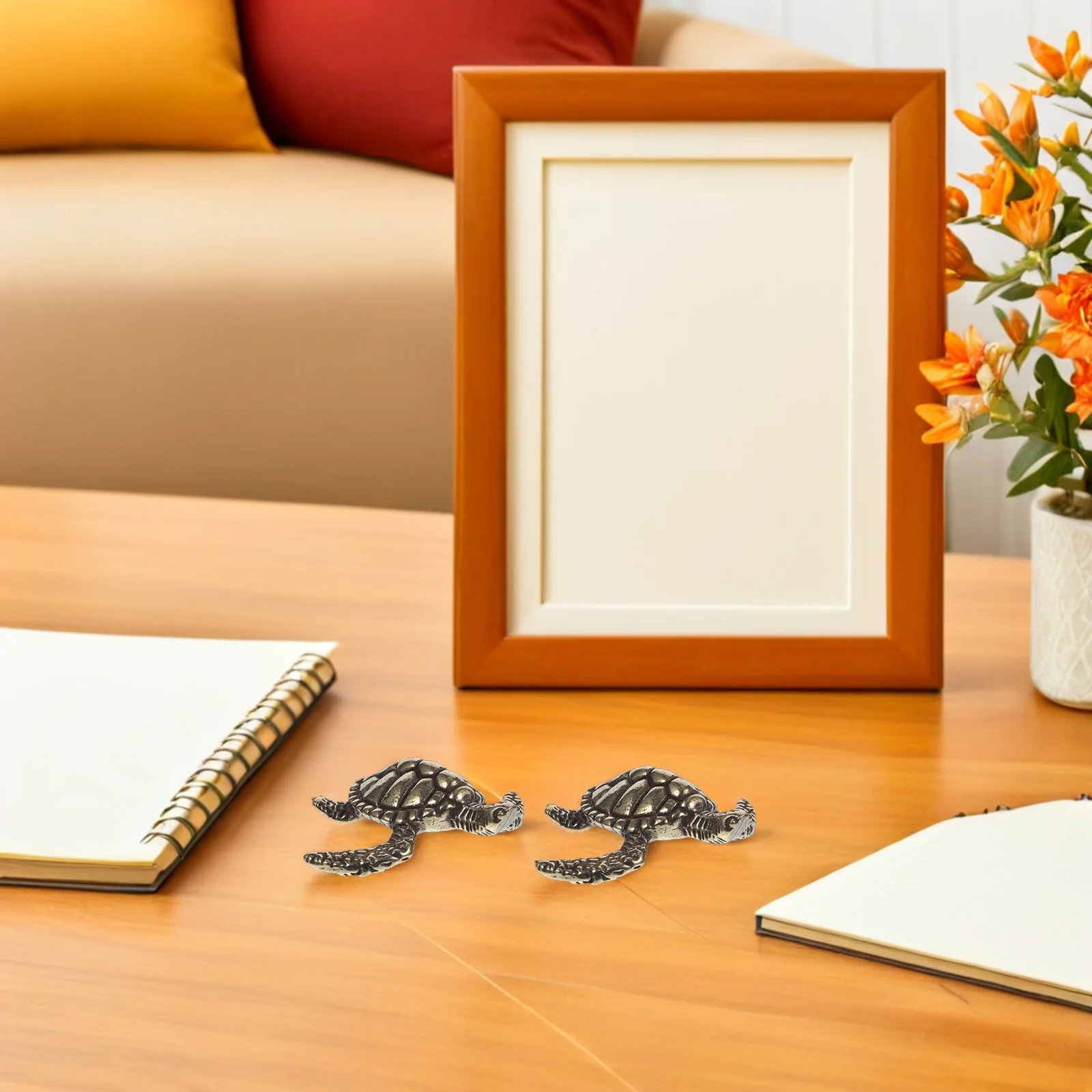 

2Pcs Solid Brass Sea Turtle Sculptures Finish Vintage Small Tortoise Ornaments Turtle Decor Desk Shelf Home Accent