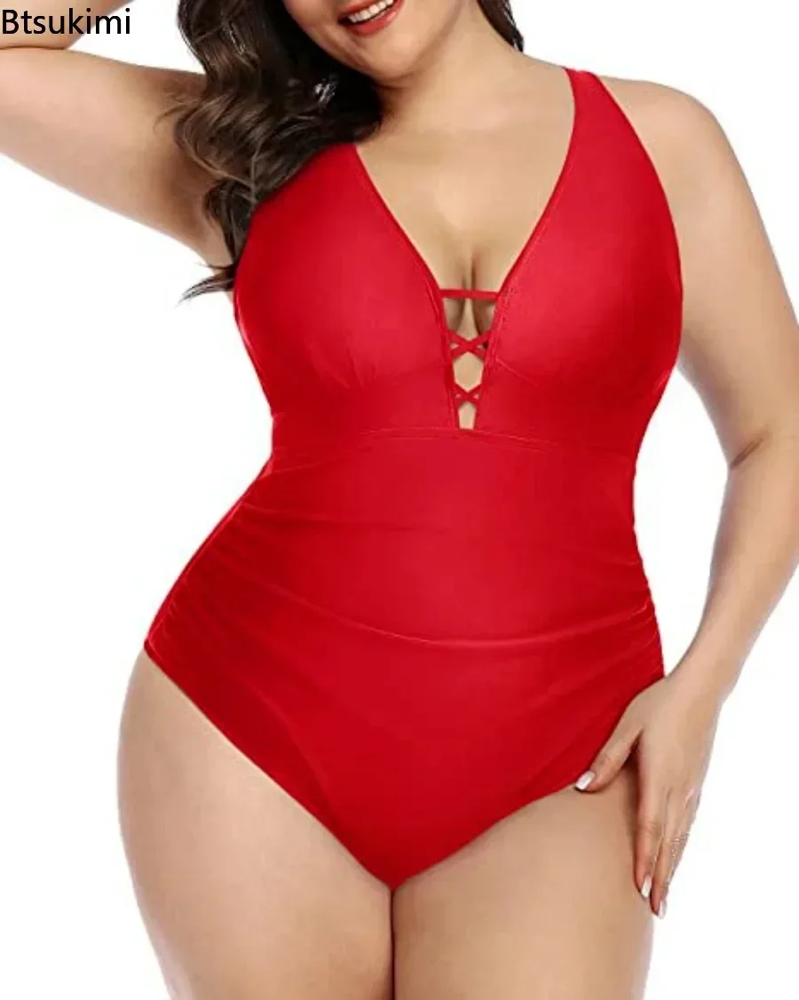 Traje de baño Tankini de talla grande 4XL 5XL, traje de baño Sexy de una pieza para mujer, Monokini ajustado, traje de baño Push Up, traje de baño de cintura alta 2024