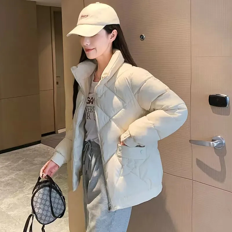 

Winter Women's Jacket 2023 New Cotton-padded Clothes Korean Fashion Stand Collar Thicken Bread Jacket Women Warm Coat Tops 3XL