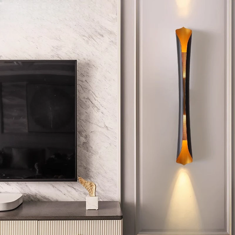 الحديثة الحد الأدنى غرفة المعيشة الجدار مصباح طويل الخصر الإبداعية حائط الخلفية غرفة نوم أباجورة فندق فيلا الممر الإضاءة #2