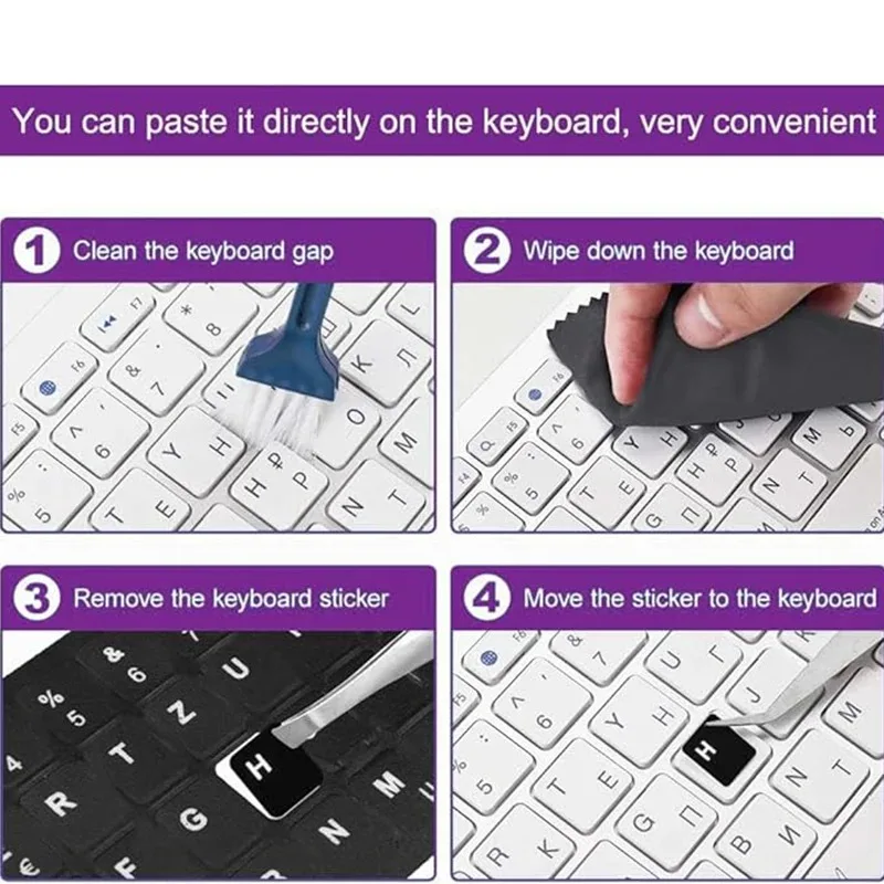 Wear-resistant Keyboard Stickers Spanish/English/Italian/Korean Letter Replacement For Laptop PC