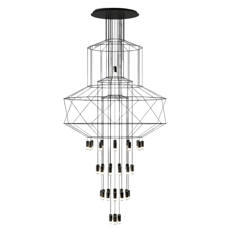 

Italian minimalist chandelier, villa duplex floor living room dining room lamp, industrial style designer modern simple lamp