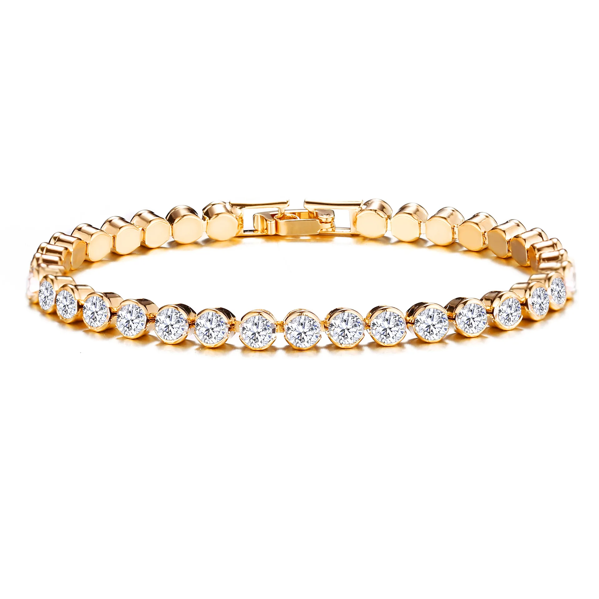 New Luxury Cubic Zirconia Tennis Bracelet Bangle Crystal Chain Bracelets For Women Men Gold Silver Color Chain Wholesale Jewelry