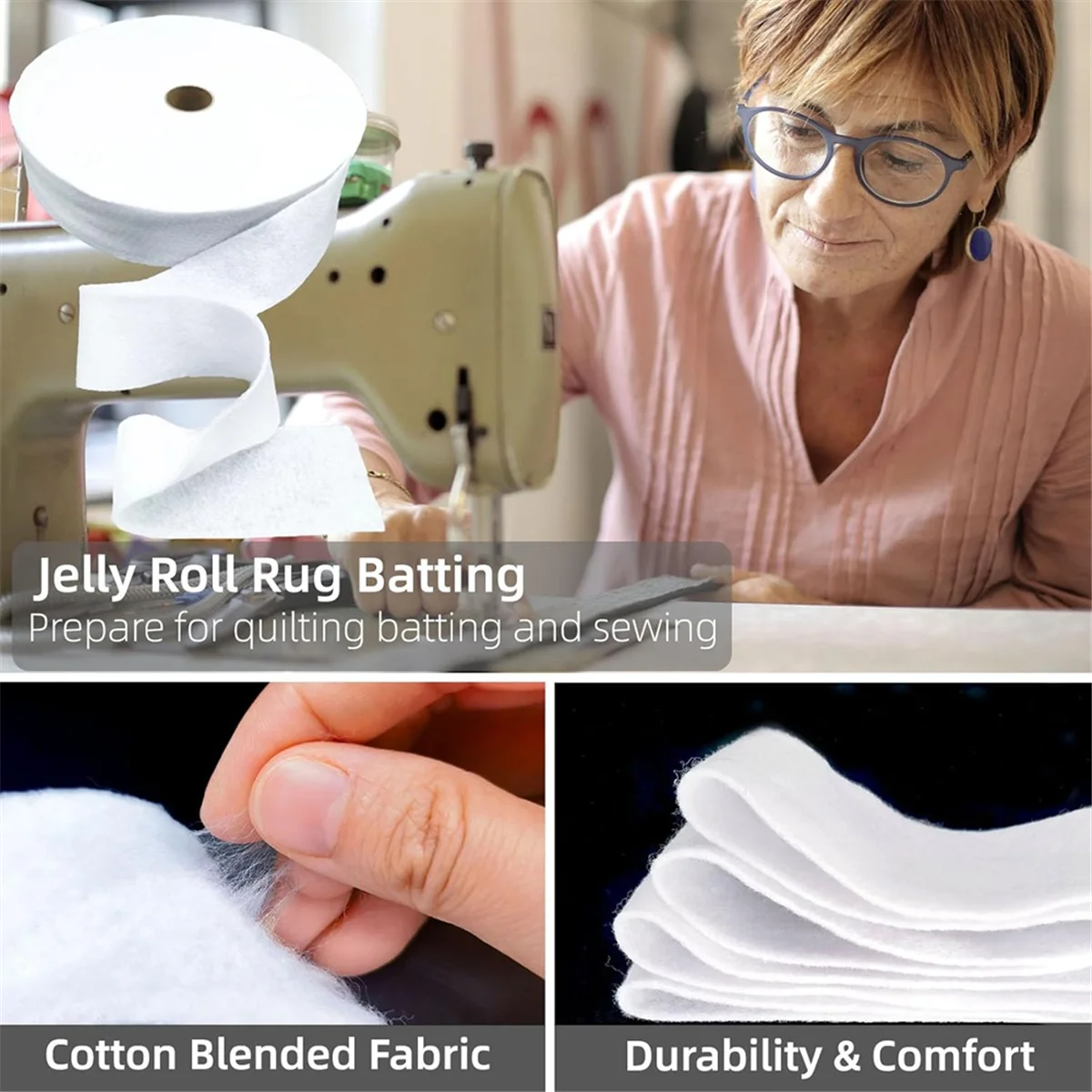 

YYg-oCotton Blend Batting on A Roll Cotton Batting Roll for QuiltsNeedle Punched Cotton Batting for Rugs, Purses(2