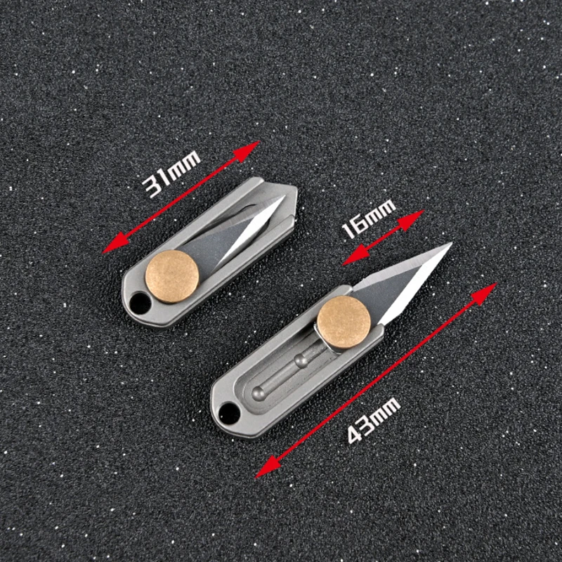 Imagem -06 - Liga de Titânio Puro Portable Edc Keychain Mini Push Knife Pingente Afiado Desembalando Abertura Expressa