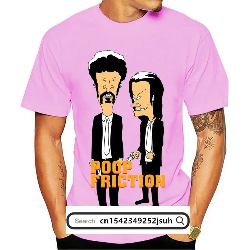 

New Beavis Butthead In Poop Friction Pulp Fiction Parody Funny Black T-Shirt S-5X