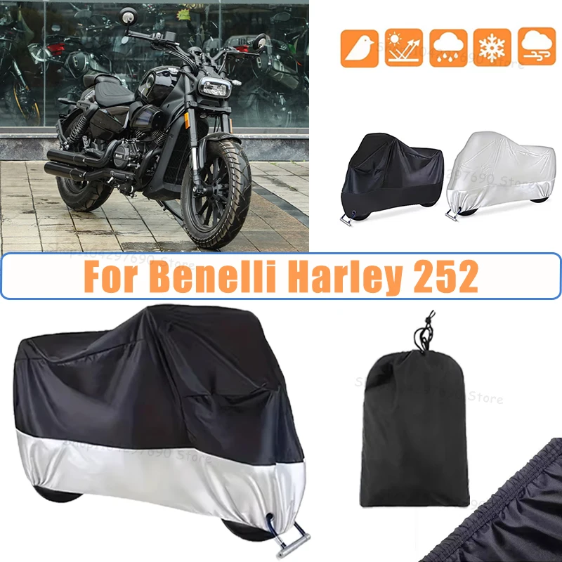 210D Oxford Motorcycle Cover Waterproof All Season UV Protection For Benelli Harley 252 Anti-Tear Windproof Motorbike Cover